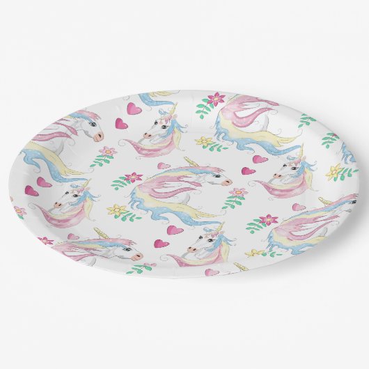 Assiettes En Carton Plaque de papier Unicorne (Angle)
