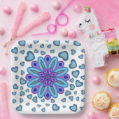 ASSIETTES EN CARTON PLAQUE DE PAPIER VALENTINE AVEC COEURS DE FLEURS (Fête)