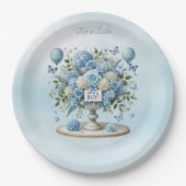 Assiettes En Carton Plaque de papier Vase Floral Bleu Blanc (Devant)