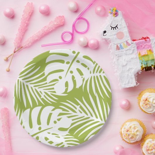 Assiettes En Carton Plaque de papier vert et blanc (Fête)