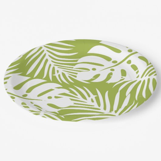 Assiettes En Carton Plaque de papier vert et blanc (Angle)