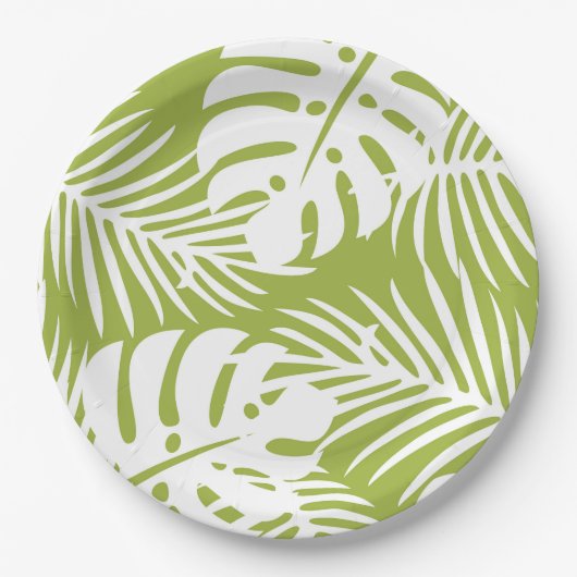 Assiettes En Carton Plaque de papier vert et blanc (Devant)
