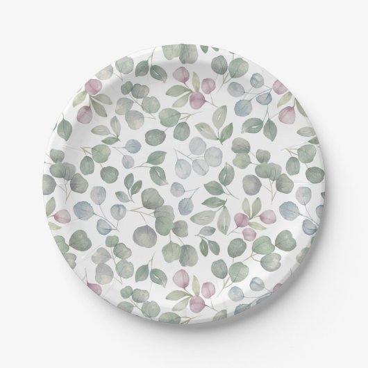 Assiettes En Carton Plaque de papier vert Eucalyptus sauge (Devant)