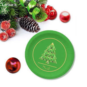 Assiettes En Carton Plaque de papier vert Joyoux Noel