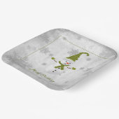 Assiettes En Carton Plaque de papier vert mou Snowman (Angulaire)