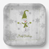 Assiettes En Carton Plaque de papier vert mou Snowman (Recto)