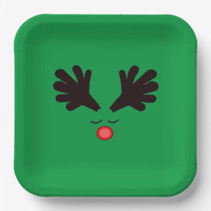Assiettes En Carton Plaque de papier vert Rudolph