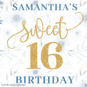 Assiettes En Carton Plaque de Parties scintillant or Sweet sixteen ble