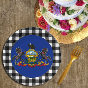 Assiettes En Carton Plaque de Pennsylvanie, plaid de buffle, drapeau
