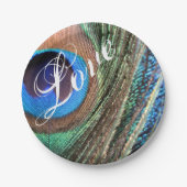 Assiettes En Carton Plaque de plumes de paon personnalisable (Devant)