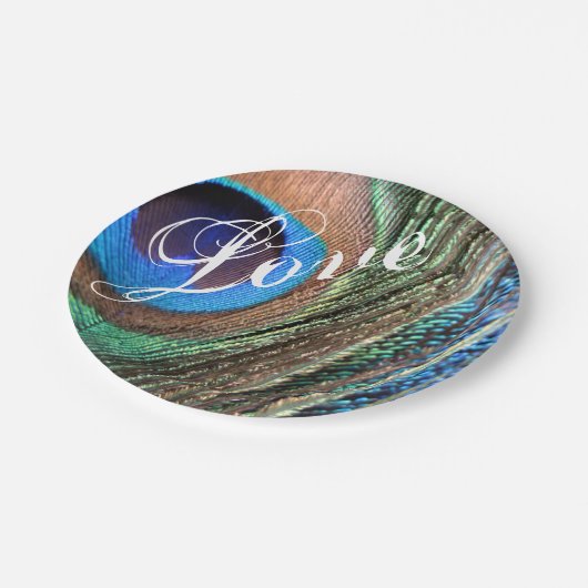 Assiettes En Carton Plaque de plumes de paon personnalisable (Angle)