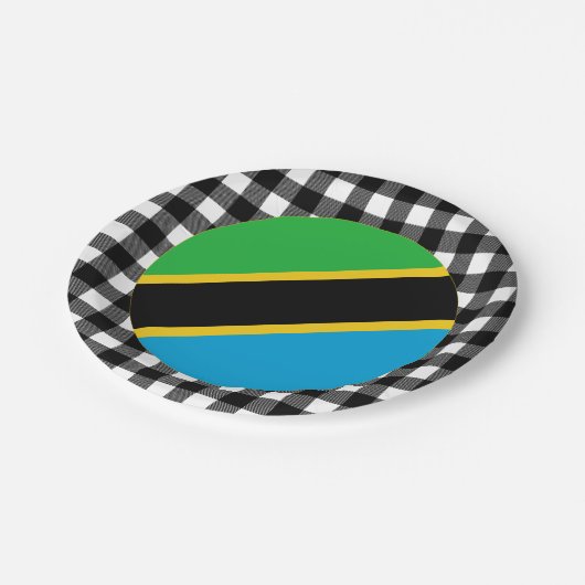 Assiettes En Carton Plaque de Tanzanie, plaid de buffle & drapeau tanz (Angle)