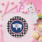 Assiettes En Carton Plaque de Wyoming, Plaid de buffle USA & Drapeau d (Fête)