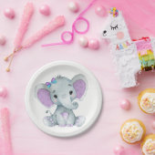 Assiettes En Carton Plaque d'éléphant Turquoise violette 4 Baby shower (Fête)