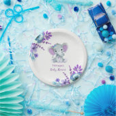 Assiettes En Carton Plaque d'éléphant Turquoise violette 4 Baby shower (Fête)