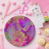 Assiettes En Carton Plaque d'impression en marbre d'alcool rose, viole (Fête)