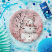 Assiettes En Carton Plaque dîner Snowman (Fête)