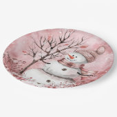 Assiettes En Carton Plaque dîner Snowman (Angle)