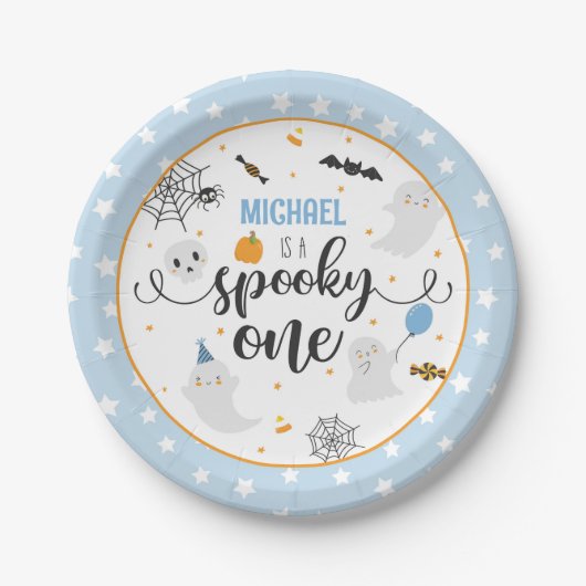 Assiettes En Carton Plaque Éffrayant à un papier Halloween - Bleu (Devant)