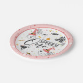 Assiettes En Carton Plaque éffrayant à un papier - rose (Angle)