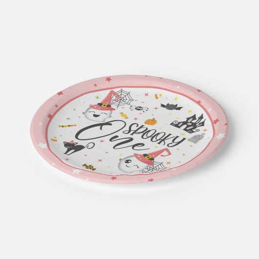 Assiettes En Carton Plaque éffrayant à un papier - rose (Angle)