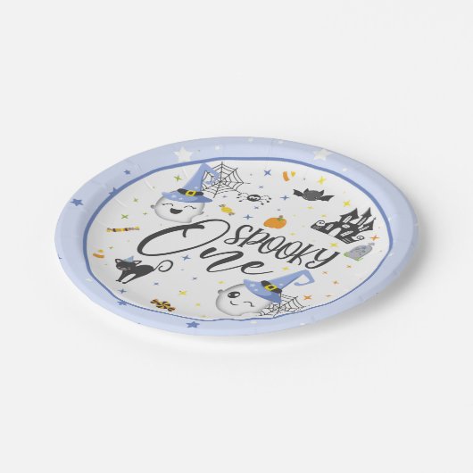 Assiettes En Carton Plaque éffrayant papier - Bleu (Angle)