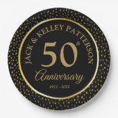 Assiettes En Carton Plaque en papier 50e anniversaire Black & Gold (Devant)