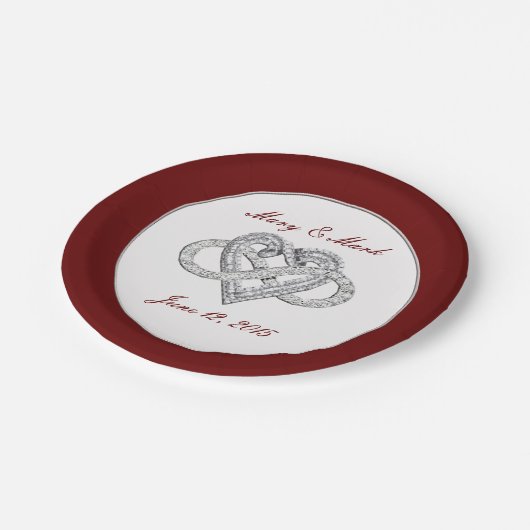 Assiettes En Carton Plaque en papier 7" Personnalisée Red Infinity Hea (Angle)