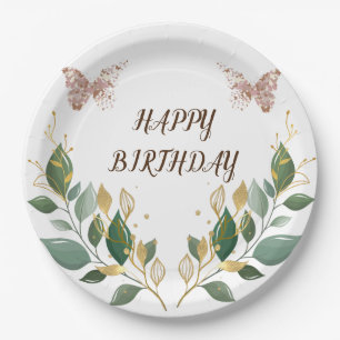 Assiettes En Carton Plaque en papier 9" ronde florale joyeuse d'annive