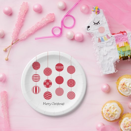 Assiettes En Carton Plaque en papier à billes rouges (Fête)