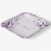 Assiettes En Carton Plaque en papier à fleurs violettes élégant (Angulaire)