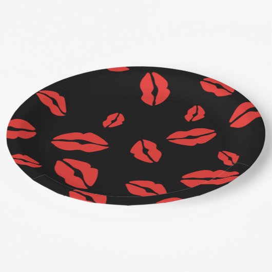 Assiettes En Carton Plaque en papier à imprimer Lèvres rouges (Angle)