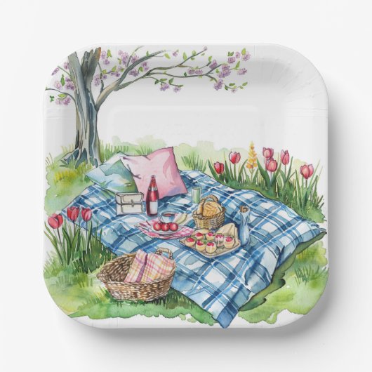 Assiettes En Carton Plaque en papier à thème pique-nique (Recto)