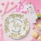 Assiettes En Carton Plaque en papier Anniversaire Or et Noir (Fête)