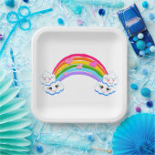 Assiettes En Carton Plaque en papier arc-en-ciel (Fête)
