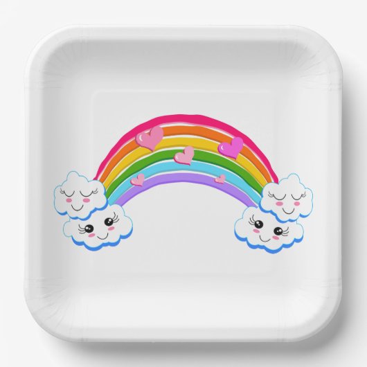 Assiettes En Carton Plaque en papier arc-en-ciel (Recto)