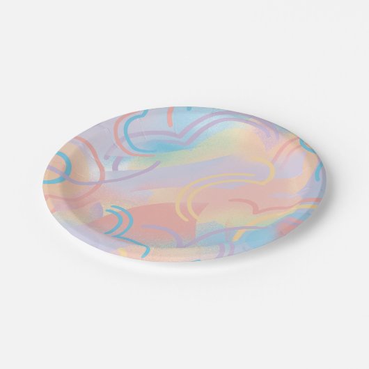Assiettes En Carton Plaque en papier arc-en-ciel (Angle)