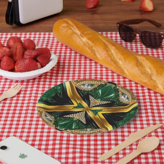 Assiettes En Carton Plaque en papier avec des couleurs jamaïcaines (Pique-nique)