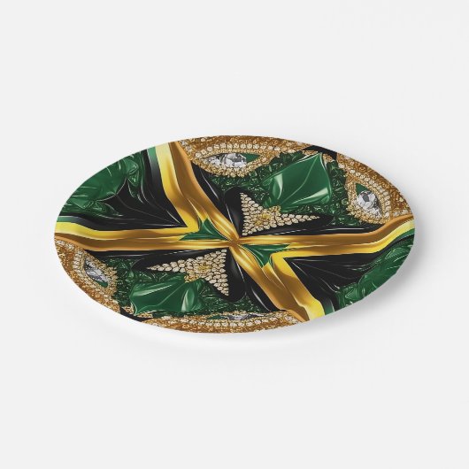 Assiettes En Carton Plaque en papier avec des couleurs jamaïcaines (Angle)