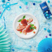 Assiettes En Carton Plaque en papier avec fraises (Fête)