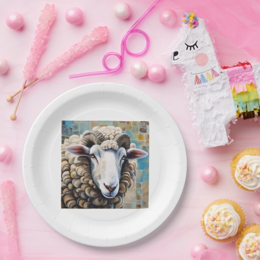 Assiettes En Carton Plaque en papier avec motif mouton (Fête)