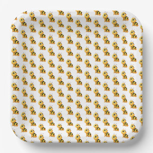 Assiettes En Carton Plaque en papier Baby shower abeille souriante