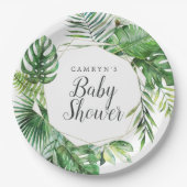 Assiettes En Carton Plaque en papier Baby shower de palme tropicale sa (Devant)