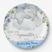 Assiettes En Carton Plaque en papier baby shower Elephant boy. (Devant)