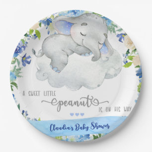 Assiettes En Carton Plaque en papier baby shower Elephant boy.