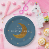 Assiettes En Carton Plaque en papier Baby shower Gold Stars & Moon (Fête)