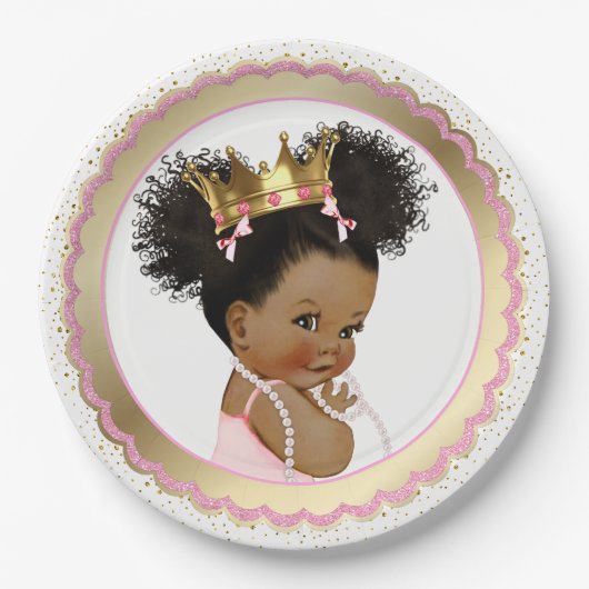 Assiettes En Carton Plaque en papier Baby shower Princess Ethnic (Devant)