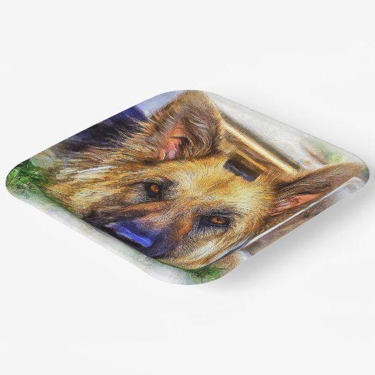 Assiettes En Carton Plaque en papier berger allemande (Angulaire)