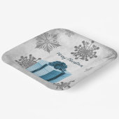 Assiettes En Carton Plaque en papier cadeau de Noël bleu (Angulaire)