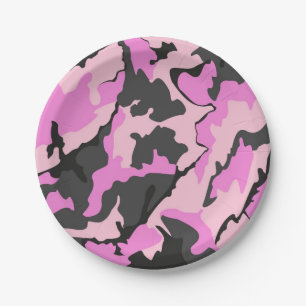 Assiettes En Carton plaque en papier camouflage rose